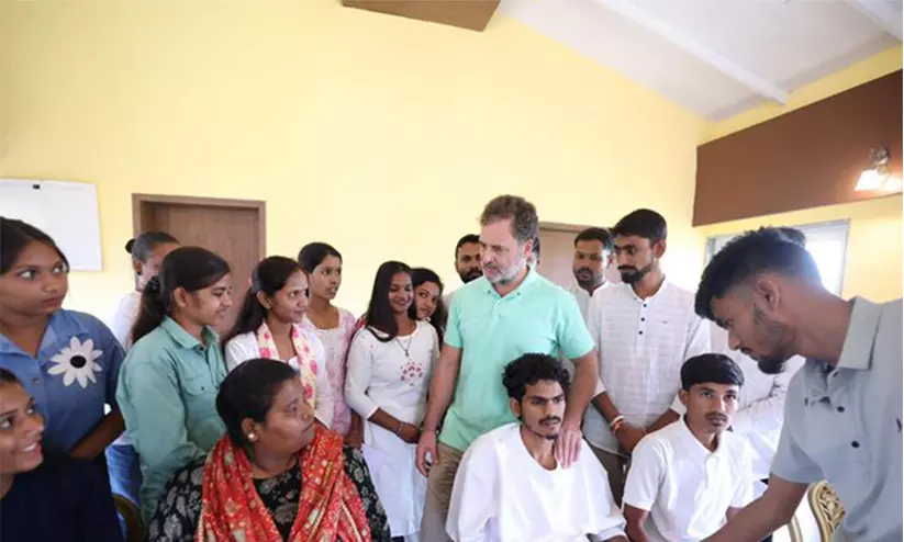 Rahul Gandhi interacting with tribal student delegation on hunger strike in Nashik, Maharashtra. Rahul Gandhi interacting with tribal student delegation on hunger strike in Nashik, Maharashtra.