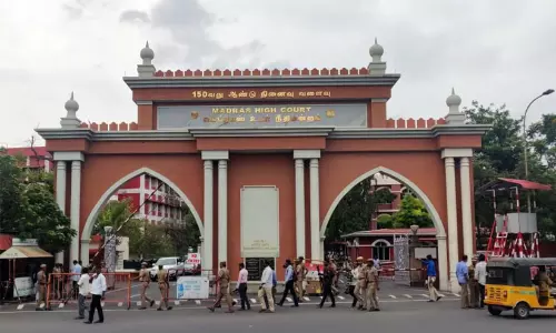 Madras High Court building representing the ruling on Dalit temple entry rights and Article 17