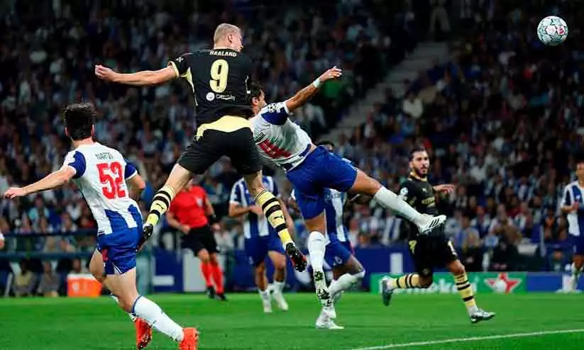 Erling Haaland celebrates after scoring for Manchester City against Porto in UEFA Champions League Erling Haaland celebrates after scoring for Manchester City against Porto in UEFA Champions League