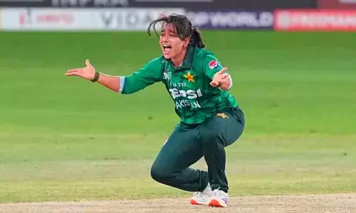 Pakistan captain Fatima Sana during the Womens Asia Cup match against India