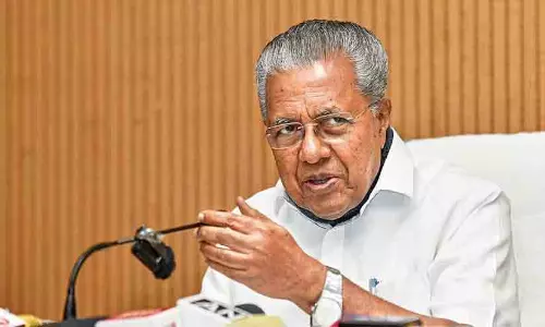 Opposition Leader Pinarayi Vijayan addressing the media regarding the power crisis and KSEB privatization allegations