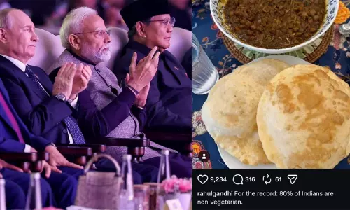 ഇന്ത്യൻ നോൺ-വെജ് ഭക്ഷണം വളരെ സ്വാദിഷ്ടമാണ്; ബ്രിക്സ് ഉച്ചകോടിയിലെ ഭക്ഷണമെനുവിനെതിരെ പരിഹാസവുമായി രാഹുൽ ഗാന്ധി ഇന്ത്യൻ നോൺ-വെജ് ഭക്ഷണം വളരെ സ്വാദിഷ്ടമാണ്; ബ്രിക്സ് ഉച്ചകോടിയിലെ ഭക്ഷണമെനുവിനെതിരെ പരിഹാസവുമായി രാഹുൽ ഗാന്ധി