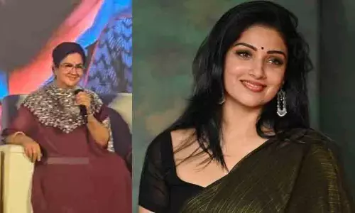 Actresses Urvashi and Avanthika Mohan in a collage representing the controversy over English language usage in film promotions Actresses Urvashi and Avanthika Mohan in a collage representing the controversy over English language usage in film promotions