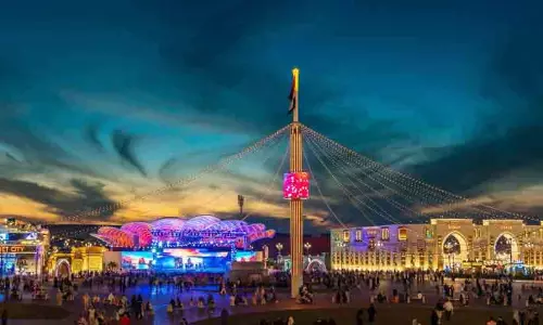 Illuminated pavilions and attractions at Dubai Global Village ahead of its new season opening Illuminated pavilions and attractions at Dubai Global Village ahead of its new season opening