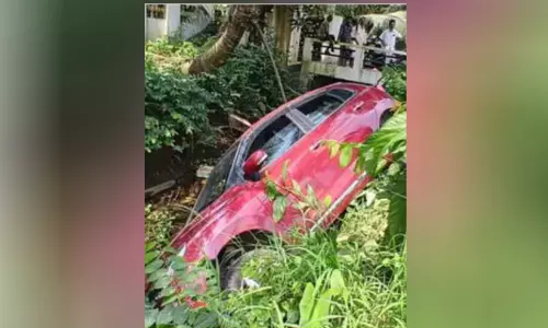 കാർ നിയന്ത്രണംവിട്ട് തോട്ടിലേക്ക് മറിഞ്ഞു