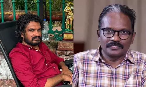 File photos of film directors Dr Biju and Sanal Kumar Sasidharan.
