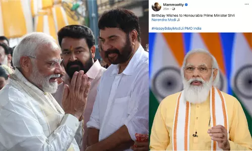 Screenshot of Mammoottys Facebook post wishing Prime Minister Narendra Modi on his birthday.