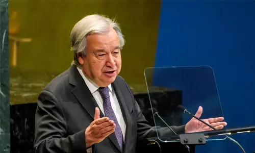 UN Secretary-General Antonio Guterres addressing reporters at the United Nations headquarters in New York. UN Secretary-General Antonio Guterres addressing reporters at the United Nations headquarters in New York.