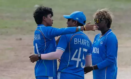 Indian womens cricket team celebrating a wicket during the Asian Games