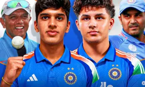 Indian Under-19 cricket team players during the match Indian Under-19 cricket team players during the match