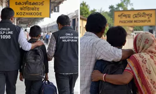 Representative image of child helpline assistance and rescue operations