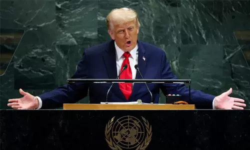 US President Donald Trump addressing the 81st United Nations General Assembly in New York.
