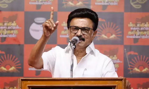 DMK president MK Stalin addressing party leaders