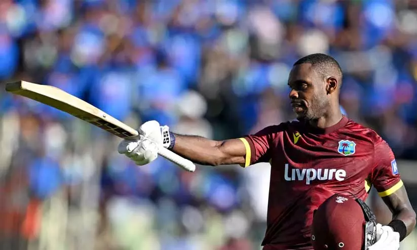 West Indies batsman Justin Greaves batting against India in the 1st ODI. West Indies batsman Justin Greaves batting against India in the 1st ODI.