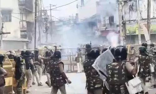 Heavy police deployment and barricades around the Shahi Masjid in Ujjain