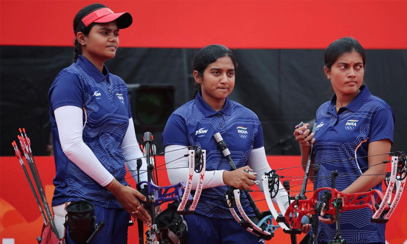 Indian womens archery team celebrating their gold medal win at the Asian Games Indian womens archery team celebrating their gold medal win at the Asian Games
