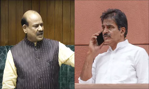 Lok Sabha Speaker Om Birla and Congress MP KC Venugopal.