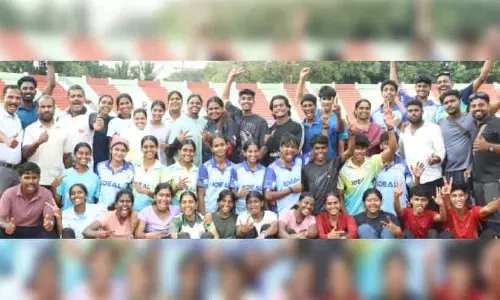Malappuram athletes celebrating their historic maiden overall championship win at the 70th Kerala State Junior Athletics Meet in Kollam Malappuram athletes celebrating their historic maiden overall championship win at the 70th Kerala State Junior Athletics Meet in Kollam