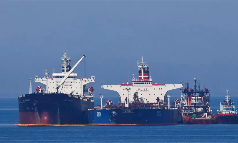 US Department of State seal and an oil tanker representing sanctions on Mumbai firms over Iranian petroleum trade. US Department of State seal and an oil tanker representing sanctions on Mumbai firms over Iranian petroleum trade.