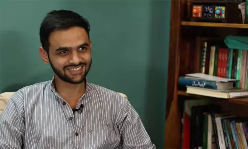 Activist Umar Khalid representing his recognition with the 2026 Front Line Defenders Human Rights award.