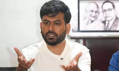 CJP convener Abhijeet Dipke addressing media after being released from Delhi Police detention.