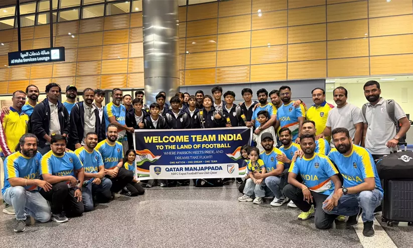 അണ്ടർ 15 ഇന്ത്യൻ ടീമിന് ഖത്തർ മഞ്ഞപ്പടയുടെ സ്വീകരണം അണ്ടർ 15 ഇന്ത്യൻ ടീമിന് ഖത്തർ മഞ്ഞപ്പടയുടെ സ്വീകരണം