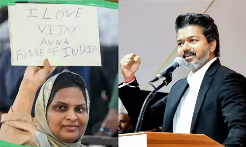 2029ൽ വിജയ് പ്രധാനമന്ത്രി; മോദിയുടെ പ്രസംഗത്തിനിടെ ചെന്നൈയിൽ പ്ലക്കാർഡുമായി അണികൾ