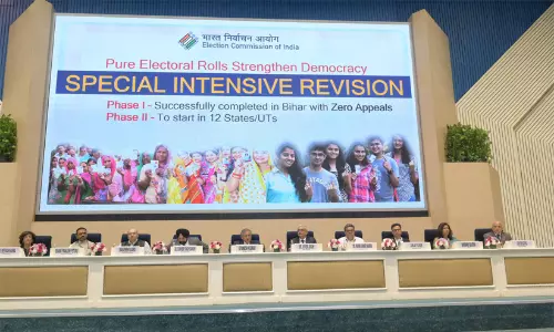 Election Commission of India officials reviewing electoral rolls following the completion of Special Intensive Revision