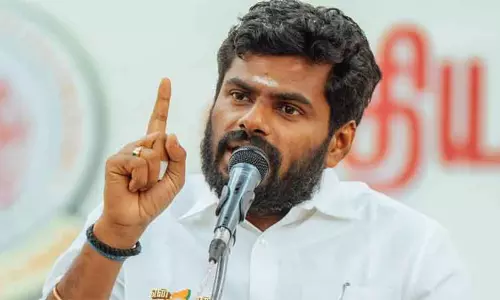 K Annamalai addressing followers during a mass tree plantation drive organized by We the Leaders movement in Mannargudi.