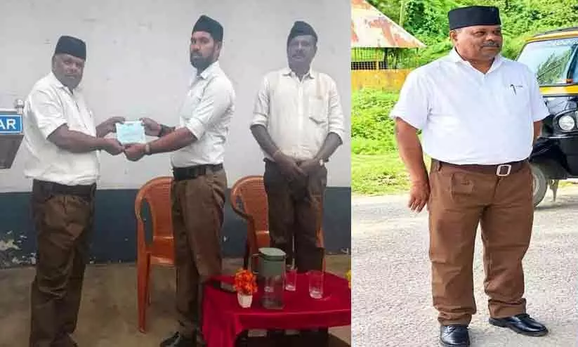 Former Devikulam MLA S Rajendran in RSS Ganavesh attending Vijayadashami program in Munnar Former Devikulam MLA S Rajendran in RSS Ganavesh attending Vijayadashami program in Munnar