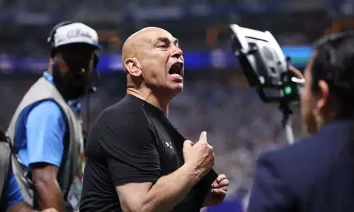 Egypt head coach Hossam Hassan addressing the press conference after World Cup match against Argentina