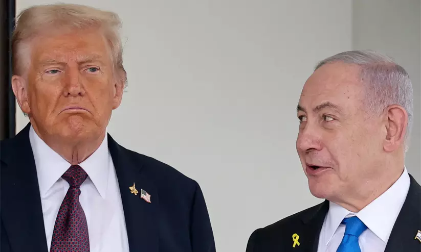 US President Donald Trump and Israeli Prime Minister Benjamin Netanyahu discussing Middle East geopolitical strategy and foreign policy. US President Donald Trump and Israeli Prime Minister Benjamin Netanyahu discussing Middle East geopolitical strategy and foreign policy.
