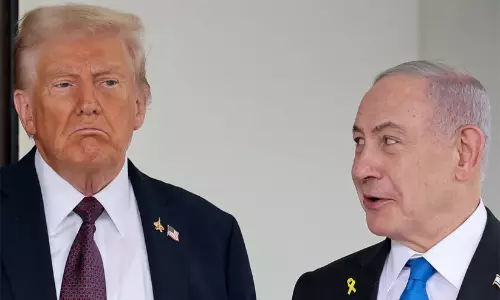 US President Donald Trump and Israeli Prime Minister Benjamin Netanyahu discussing Middle East geopolitical strategy and foreign policy.