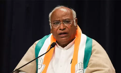 AICC President Mallikarjun Kharge addressing a press conference AICC President Mallikarjun Kharge addressing a press conference