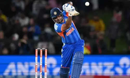 Sanju Samson celebrating during his explosive knock against New Zealand in the 1st T20I in Christchurch Sanju Samson celebrating during his explosive knock against New Zealand in the 1st T20I in Christchurch