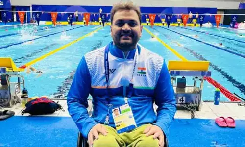 Indian para swimmer Shams Aalam Sheikh at an athletic event