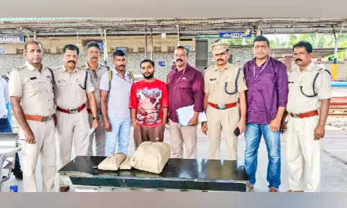 കണ്ണൂർ റെയിൽവേ സ്റ്റേഷനിൽ വൻ കഞ്ചാവ് വേട്ട, പിടികൂടിയത് 4.690 കിലോ കഞ്ചാവ്; യുവാവ് അറസ്റ്റിൽ കണ്ണൂർ റെയിൽവേ സ്റ്റേഷനിൽ വൻ കഞ്ചാവ് വേട്ട, പിടികൂടിയത് 4.690 കിലോ കഞ്ചാവ്; യുവാവ് അറസ്റ്റിൽ