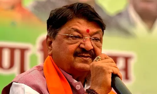Madhya Pradesh Urban Development Minister Kailash Vijayvargiya addressing a public gathering in Indore.
