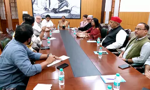 Opposition INDIA bloc leaders gathering for a joint press briefing at Mallikarjun Kharges residence in New Delhi. Opposition INDIA bloc leaders gathering for a joint press briefing at Mallikarjun Kharges residence in New Delhi.