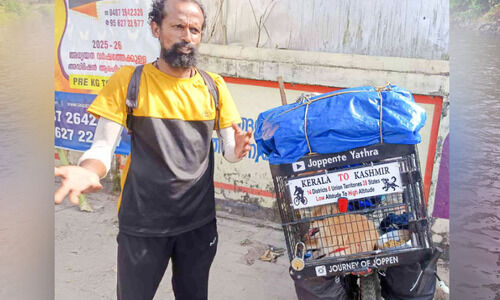 ‘കു​ഞ്ഞി’​യു​മാ​യി കേ​ര​ള ടു ​ക​ശ്മീ​ർ സൈ​ക്കി​ൾ യാ​ത്ര