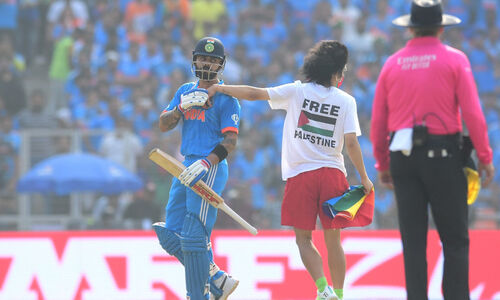 ലോകകപ്പ് ഫൈനലിനിടെ ഫലസ്തീൻ ഐക്യദാർഢ്യവുമായി യുവാവ് ഗ്രൗണ്ടിലിറങ്ങി