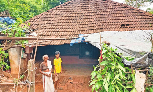 ഏത് സമയവും നിലം പൊത്താവുന്ന വീട്ടിൽ ഭീതിയോടെ രണ്ട് ജീവനുകൾ ഏത് സമയവും നിലം പൊത്താവുന്ന വീട്ടിൽ ഭീതിയോടെ രണ്ട് ജീവനുകൾ