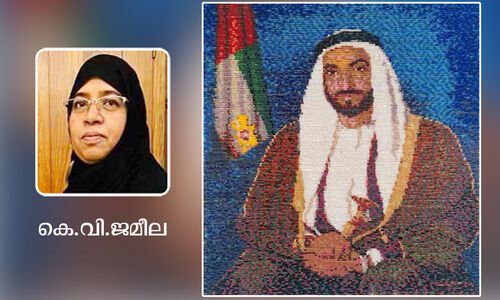 നാൽപതിനായിരം മുത്തുമണികൾ തുന്നിച്ചേർത്ത് ശൈഖ് സായിദിന്റെ ചിത്രം