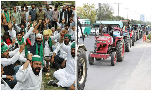 യമുന എക്സ്പ്രസ്വേയിൽ കർഷകരുടെ ട്രാക്ടർ റാലി യമുന എക്സ്പ്രസ്വേയിൽ കർഷകരുടെ ട്രാക്ടർ റാലി