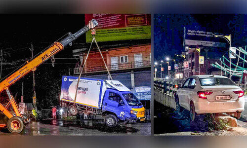 അ​ങ്ങാ​ടി​പ്പു​റം മേ​ൽ​പ്പാ​ല​ത്തി​ൽ അ​പ​ക​ടം തു​ട​ർ​ക്ക​ഥ