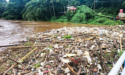 മാലിന്യംനിറഞ്ഞ് പഴയിടം കോസ് വേ മാലിന്യംനിറഞ്ഞ് പഴയിടം കോസ് വേ