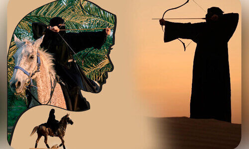 ഉന്നം തെറ്റില്ല... നി​ഖാ​ബിന്‍റെ വിശുദ്ധിയിൽ കുതിരപ്പുറത്തിരുന്ന് അമ്പെയ്ത് ആമിന