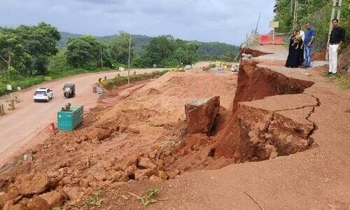 ചെർക്കള ദേശീയപാത തകർച്ച; ഗതാഗത സ്തംഭനത്തിന് പരിഹാരമായില്ല