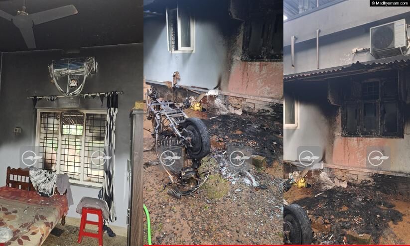 ഇലക്ട്രിക് സ്കൂട്ടറിന് തീ പിടിച്ചു; വീടിന്റെ ഭാഗവും വീട്ടുപകരണങ്ങളും കത്തി നശിച്ചു