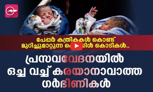 പേപ്പർ കത്രികകൾ കൊണ്ട് മുറിച്ചുമാറ്റുന്ന പൊക്കിൾ കൊടികൾ.. പ്രസവ വേദനയിൽ ഒച്ച വച്ച് കരയാനാവാത്ത  ഗസ്സയിലെ ഗർഭിണികൾ